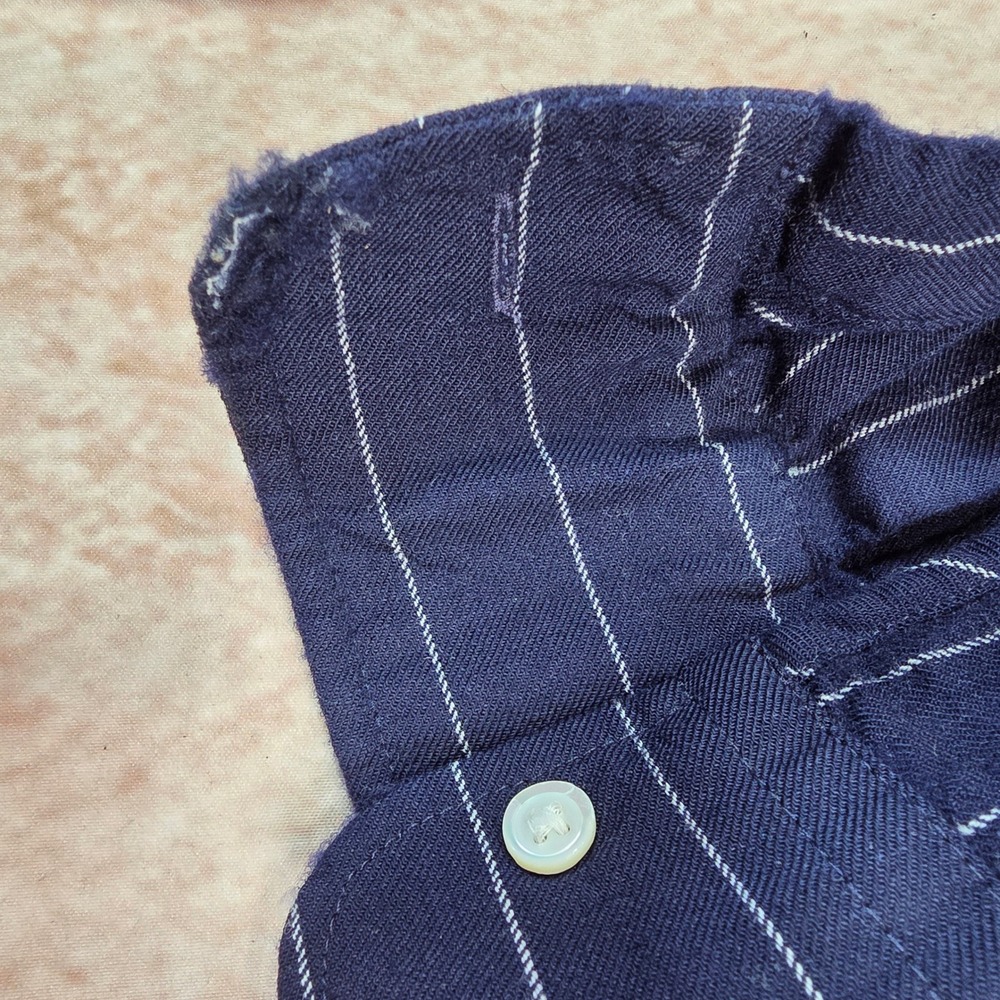 Polo Ralph Lauren Navy Blue Pinstripe Virgin Wool Blend Button Down Shirt Size 6 - Picture 6 of 16